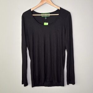 C Wonder Long Sleeve Scoop Neck Tee in Black Size XL NWT
